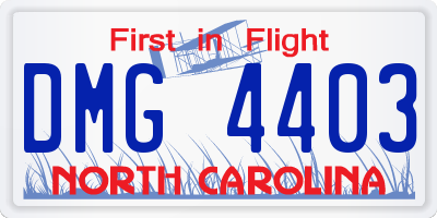 NC license plate DMG4403