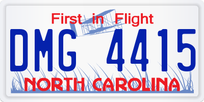 NC license plate DMG4415