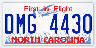 NC license plate DMG4430