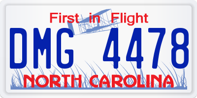 NC license plate DMG4478