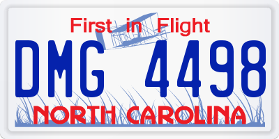 NC license plate DMG4498