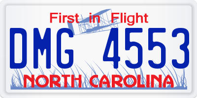 NC license plate DMG4553