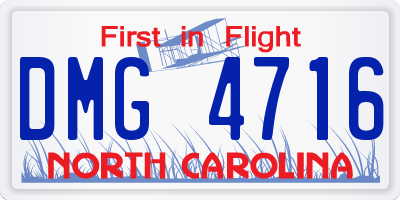 NC license plate DMG4716