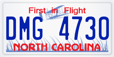 NC license plate DMG4730