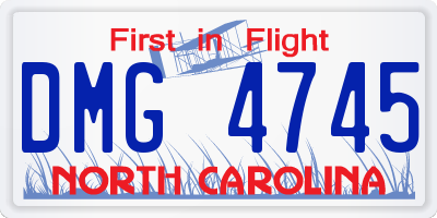 NC license plate DMG4745