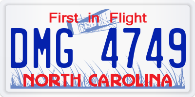 NC license plate DMG4749