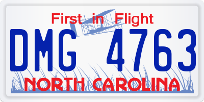 NC license plate DMG4763