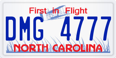 NC license plate DMG4777