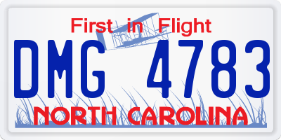 NC license plate DMG4783
