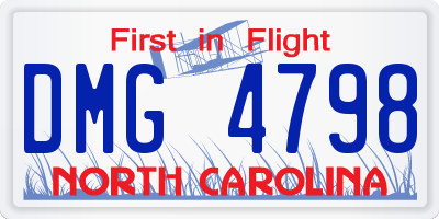 NC license plate DMG4798
