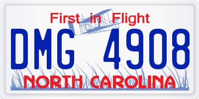 NC license plate DMG4908