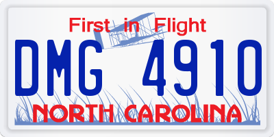 NC license plate DMG4910