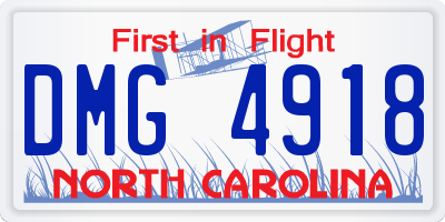 NC license plate DMG4918