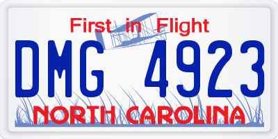 NC license plate DMG4923