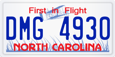 NC license plate DMG4930