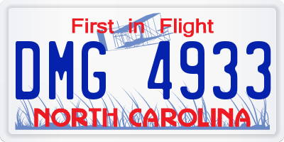 NC license plate DMG4933