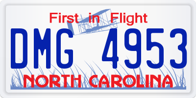 NC license plate DMG4953