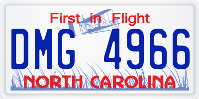 NC license plate DMG4966