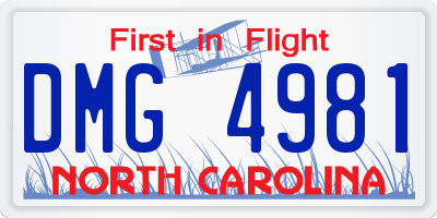 NC license plate DMG4981