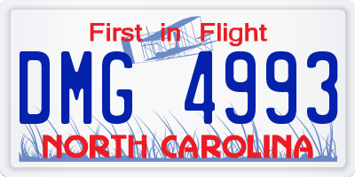 NC license plate DMG4993
