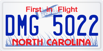 NC license plate DMG5022
