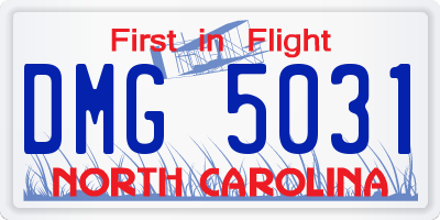 NC license plate DMG5031