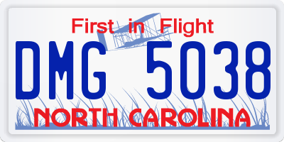 NC license plate DMG5038