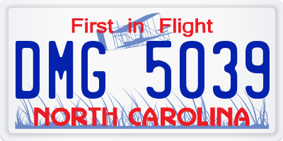 NC license plate DMG5039