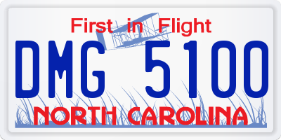 NC license plate DMG5100