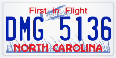 NC license plate DMG5136