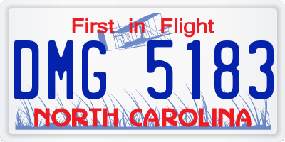 NC license plate DMG5183