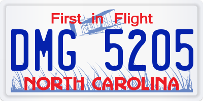 NC license plate DMG5205