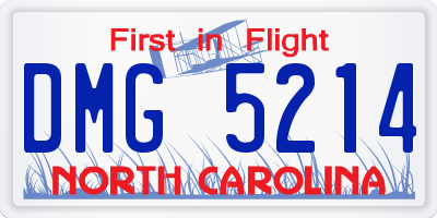 NC license plate DMG5214