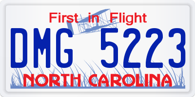 NC license plate DMG5223