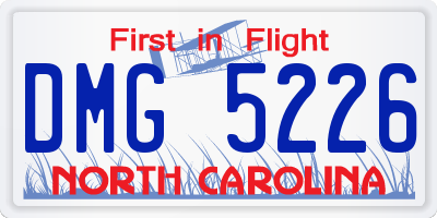 NC license plate DMG5226