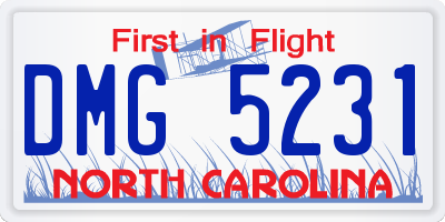 NC license plate DMG5231