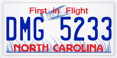 NC license plate DMG5233