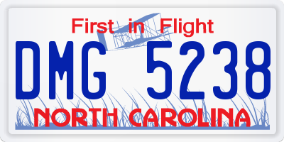 NC license plate DMG5238