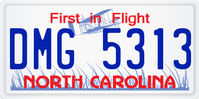 NC license plate DMG5313