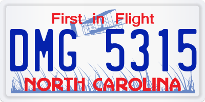 NC license plate DMG5315