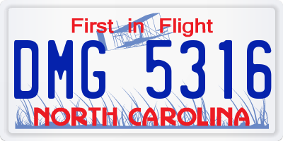 NC license plate DMG5316