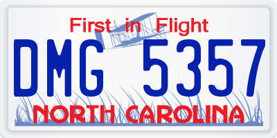 NC license plate DMG5357