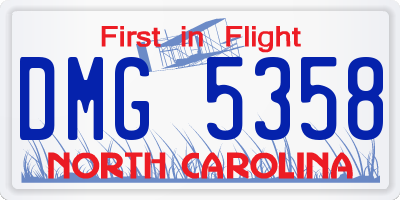 NC license plate DMG5358