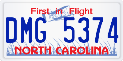 NC license plate DMG5374