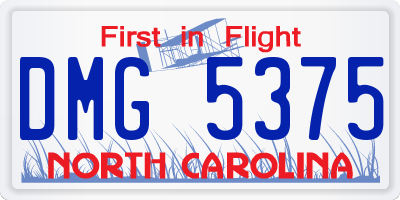 NC license plate DMG5375