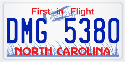 NC license plate DMG5380