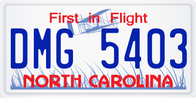NC license plate DMG5403