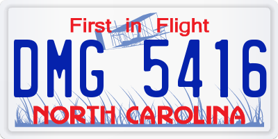 NC license plate DMG5416