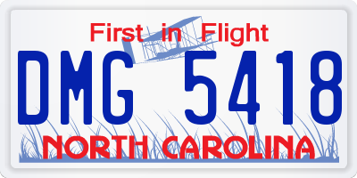 NC license plate DMG5418