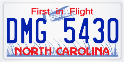 NC license plate DMG5430